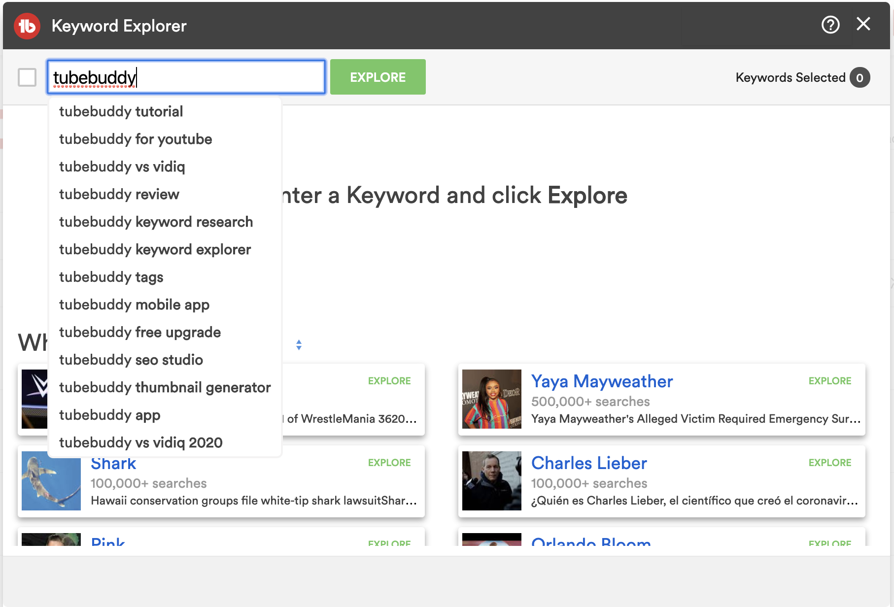 tubebuddy Keywords Explorer