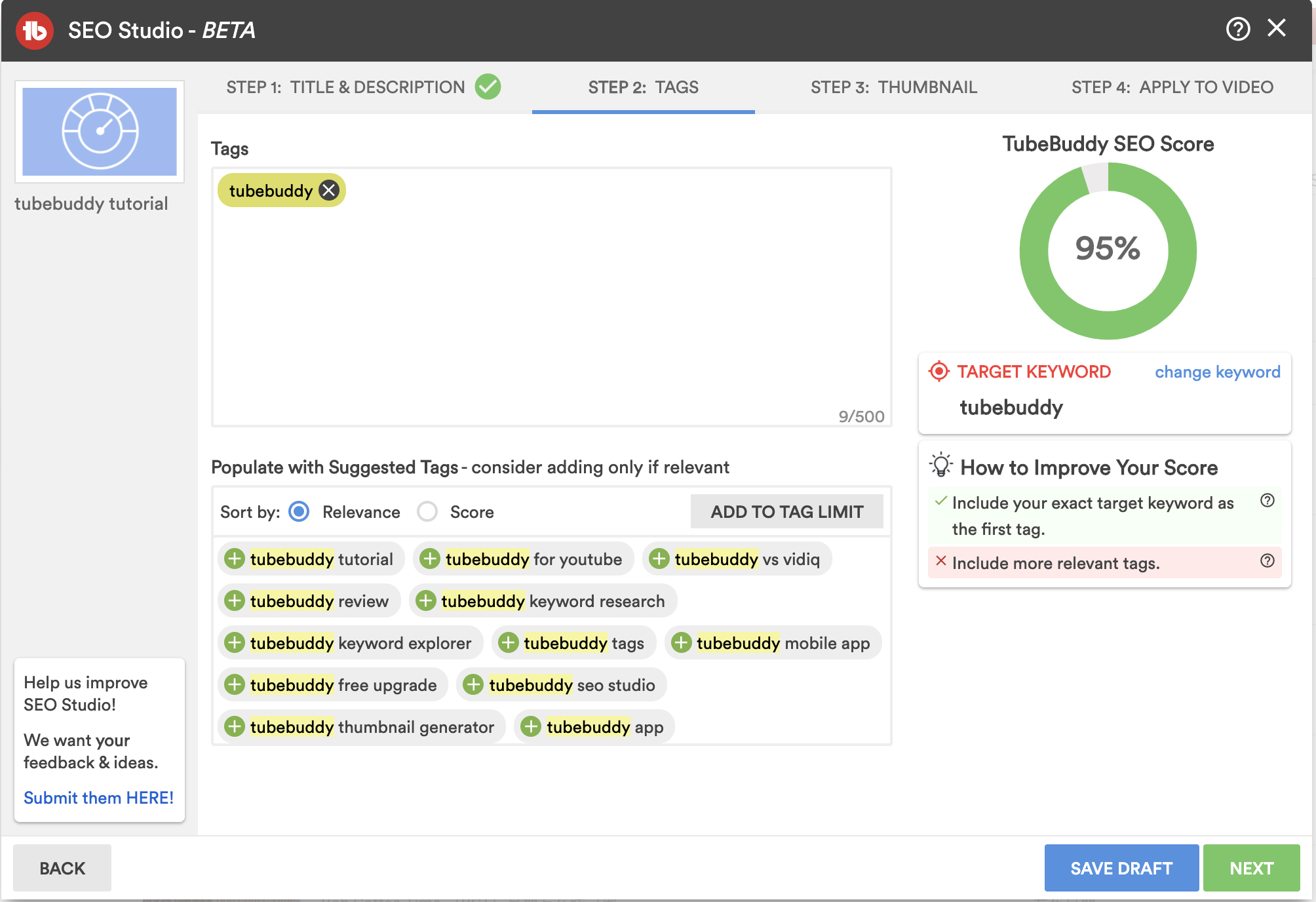 tubebuddy SEO studio